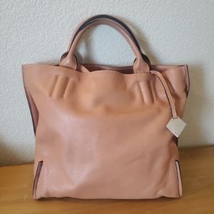 Smaak Amsterdam Genuine Leather Satchel Shoulder Handbag In Brown Tan w/ Silver